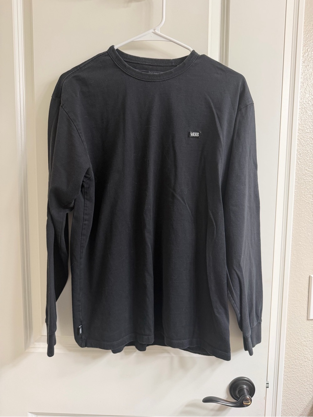 Vans Black Long Sleeve Crew Tee with Small Logo